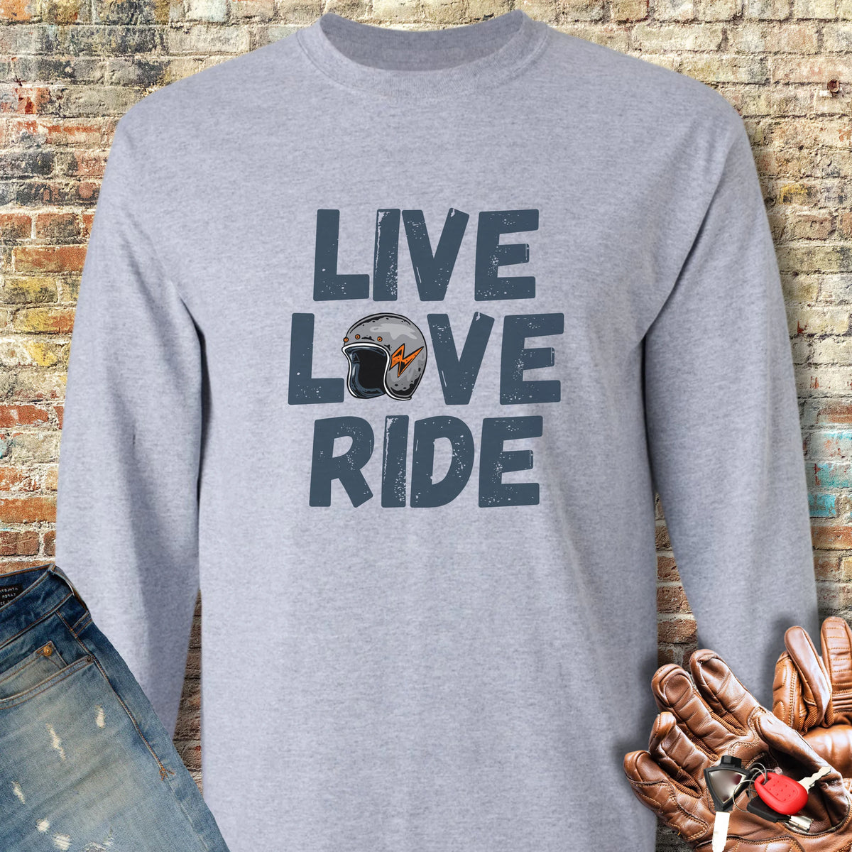 Live Love Ride Long Sleeve T-Shirt - Sport Grey