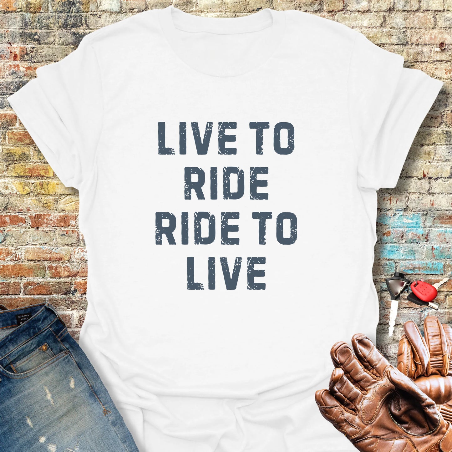 Live To Ride (Text) T-Shirt - White