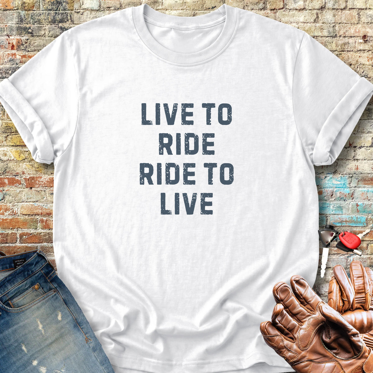 Live To Ride (Text) Classic T-Shirt - White