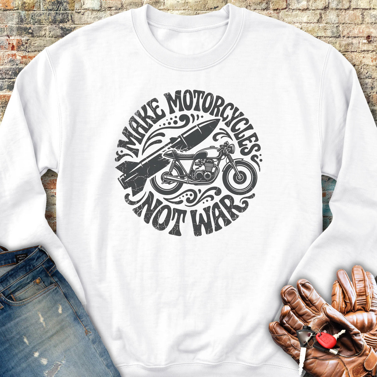 Make Motorcycles Sweatshirt - White