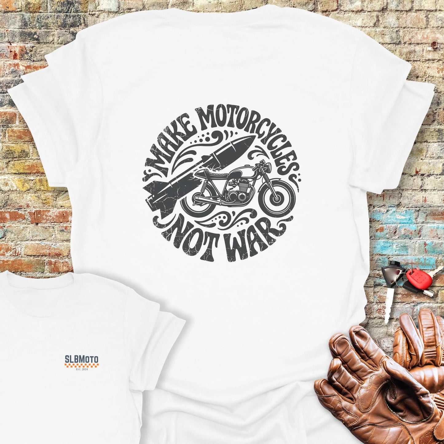 Make Motorcycles Back Print T-Shirt - White