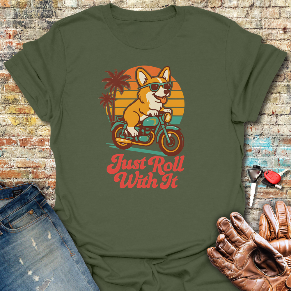 Cool Corgi T-Shirt - Military Green