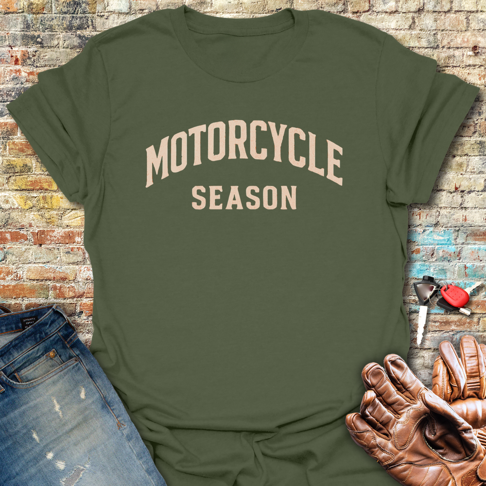 Motorcycle Season T-Shirt - Military Green