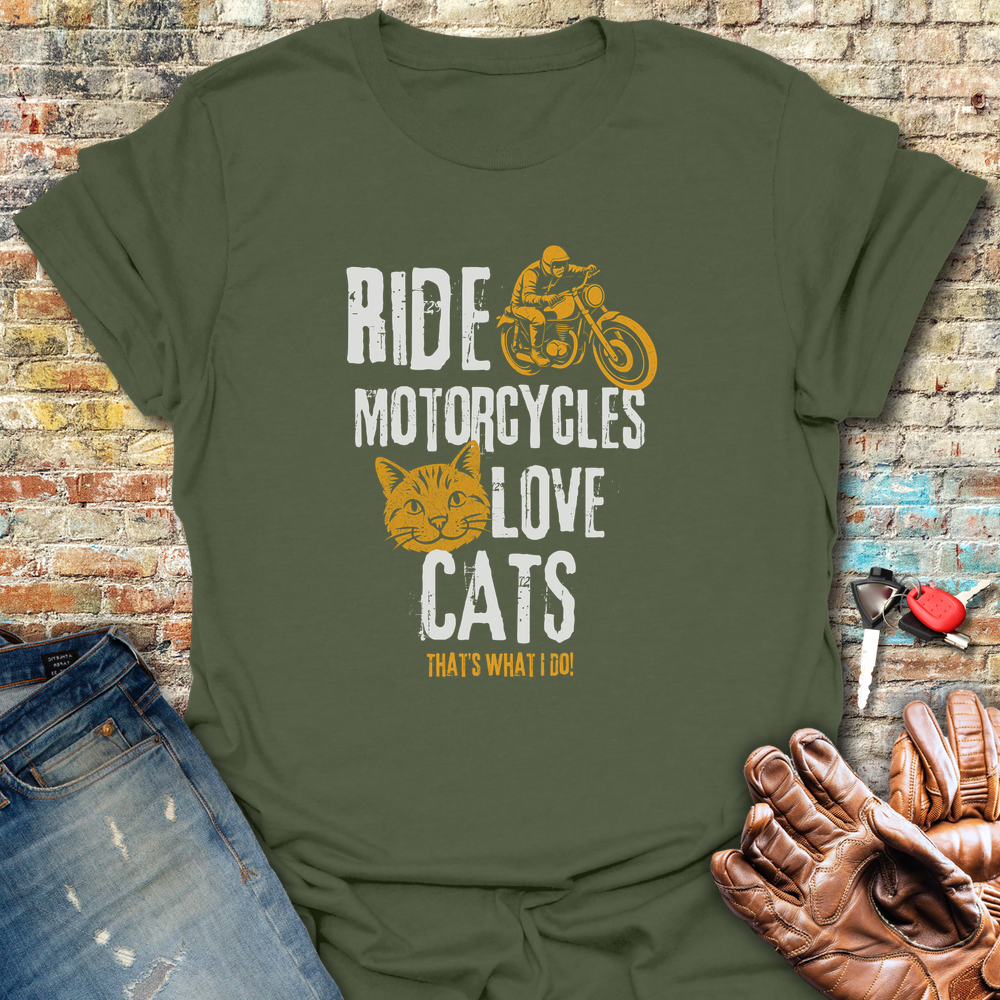 Love Cats T-Shirt - Military Green
