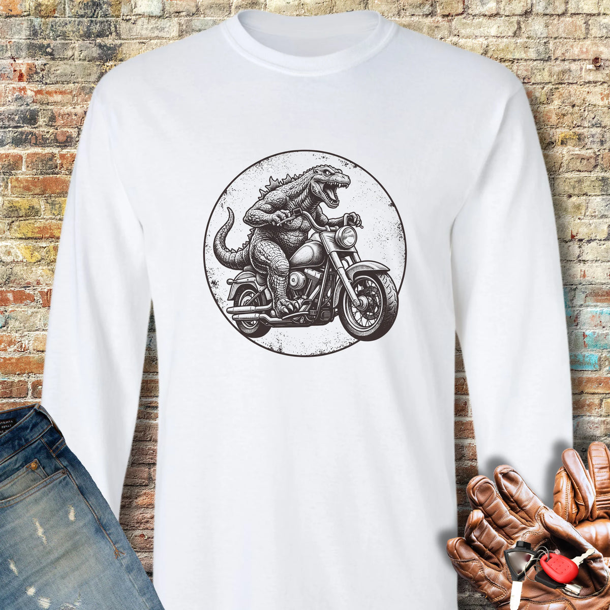 Monster Ride Long Sleeve T-Shirt - White