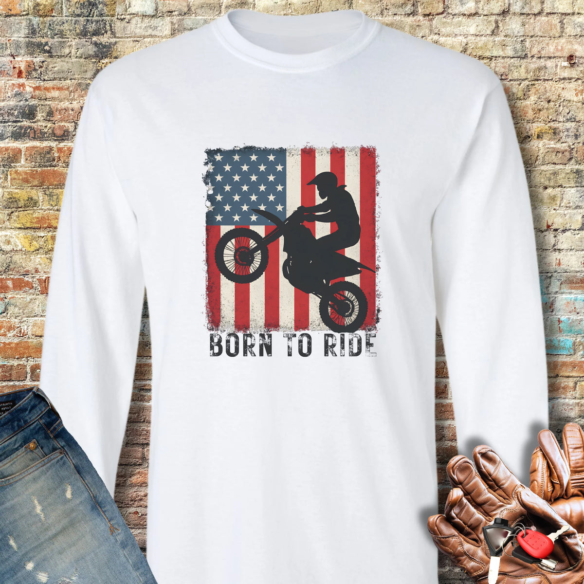 MotoX USA Long Sleeve T-Shirt - White