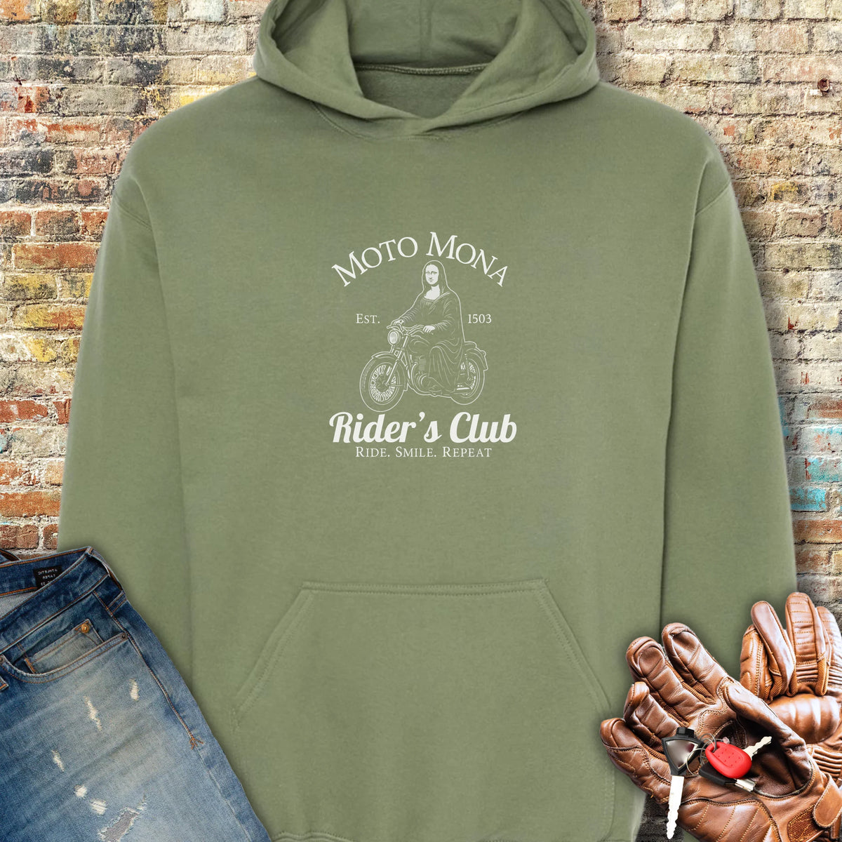 Moto Mona Hoodie - Military Green