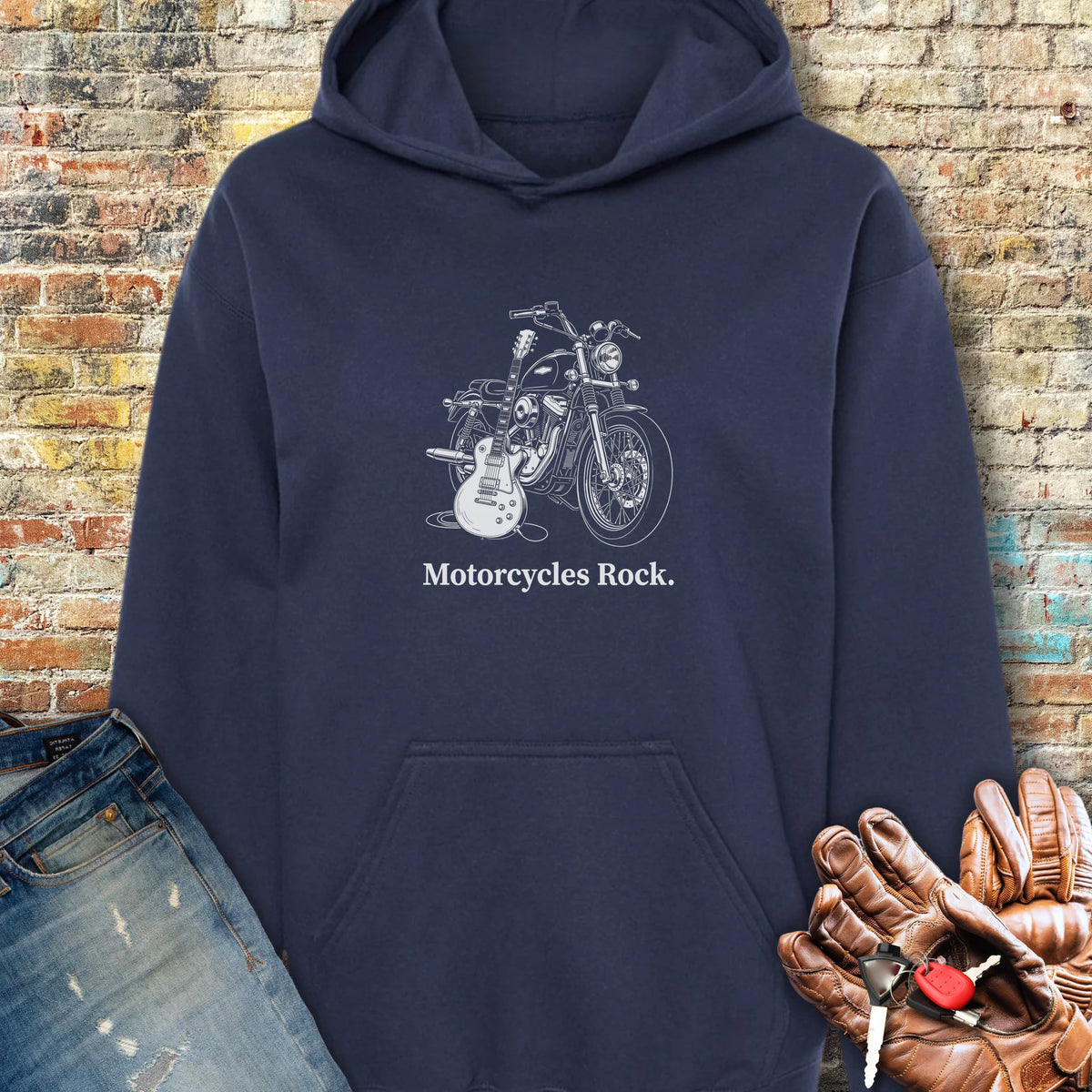 Motorcycle Axe Hoodie - Navy