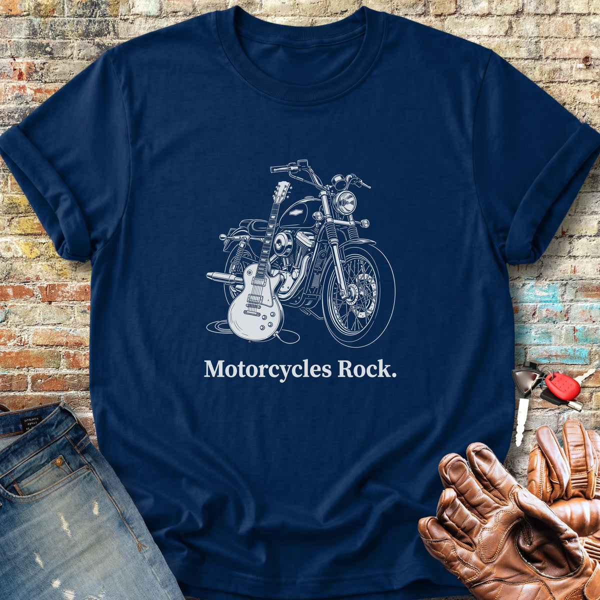 Motorcycle Axe Classic T-Shirt - Navy