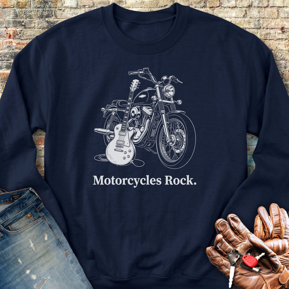 Motorcycle Axe Sweatshirt - Navy