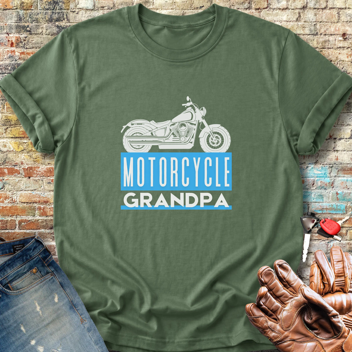 Motorcycle Grandpa Classic T-Shirt - Military Green