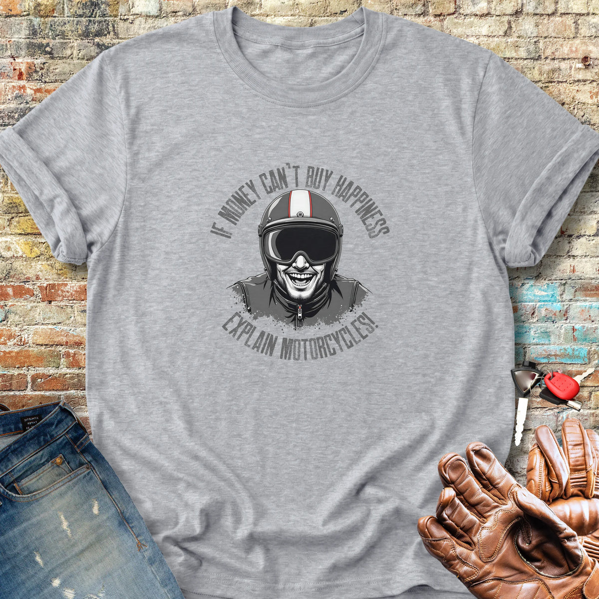 Motorcycle Happiness (Male) Classic T-Shirt - Sport Grey