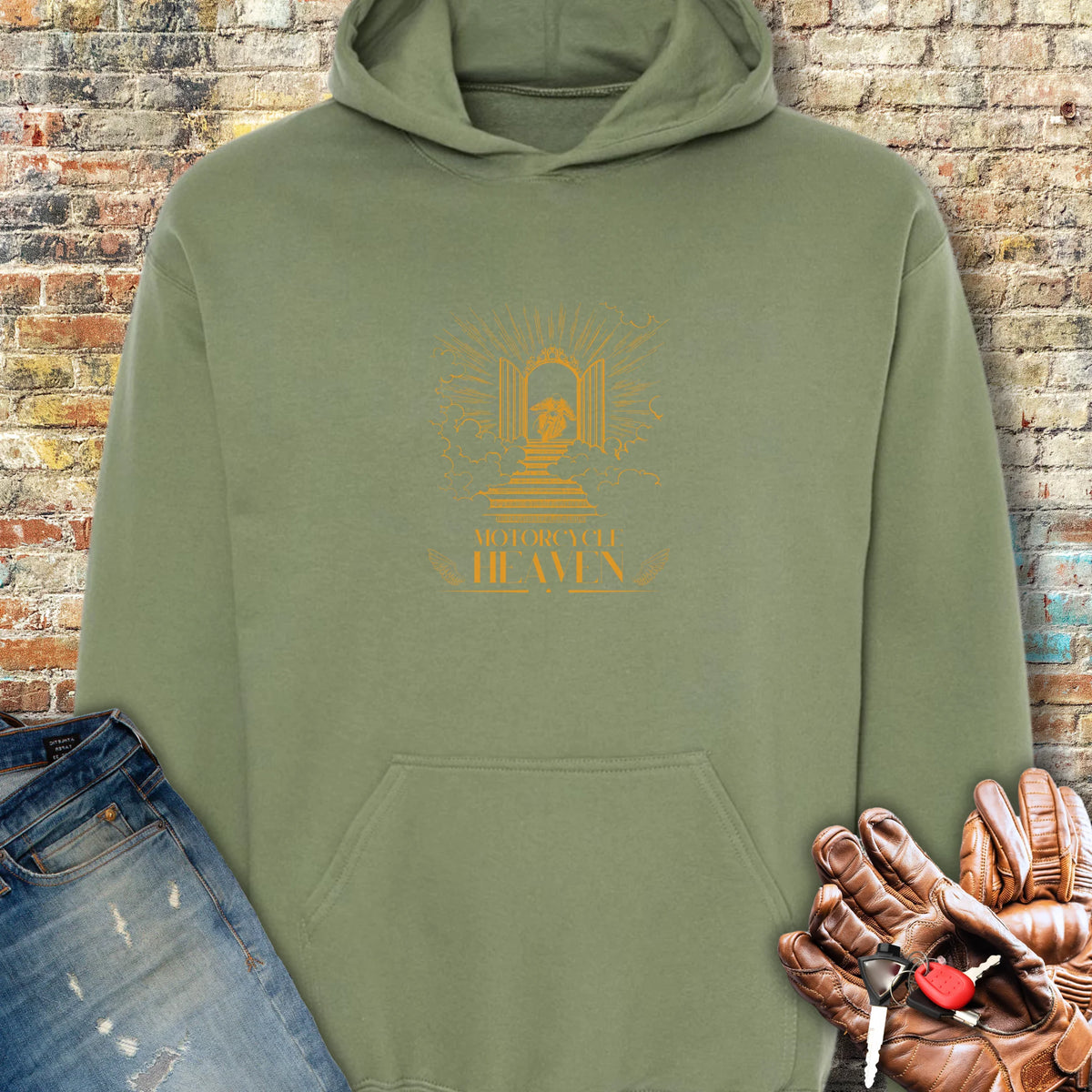 Motorcycle Heaven Hoodie - Military Green