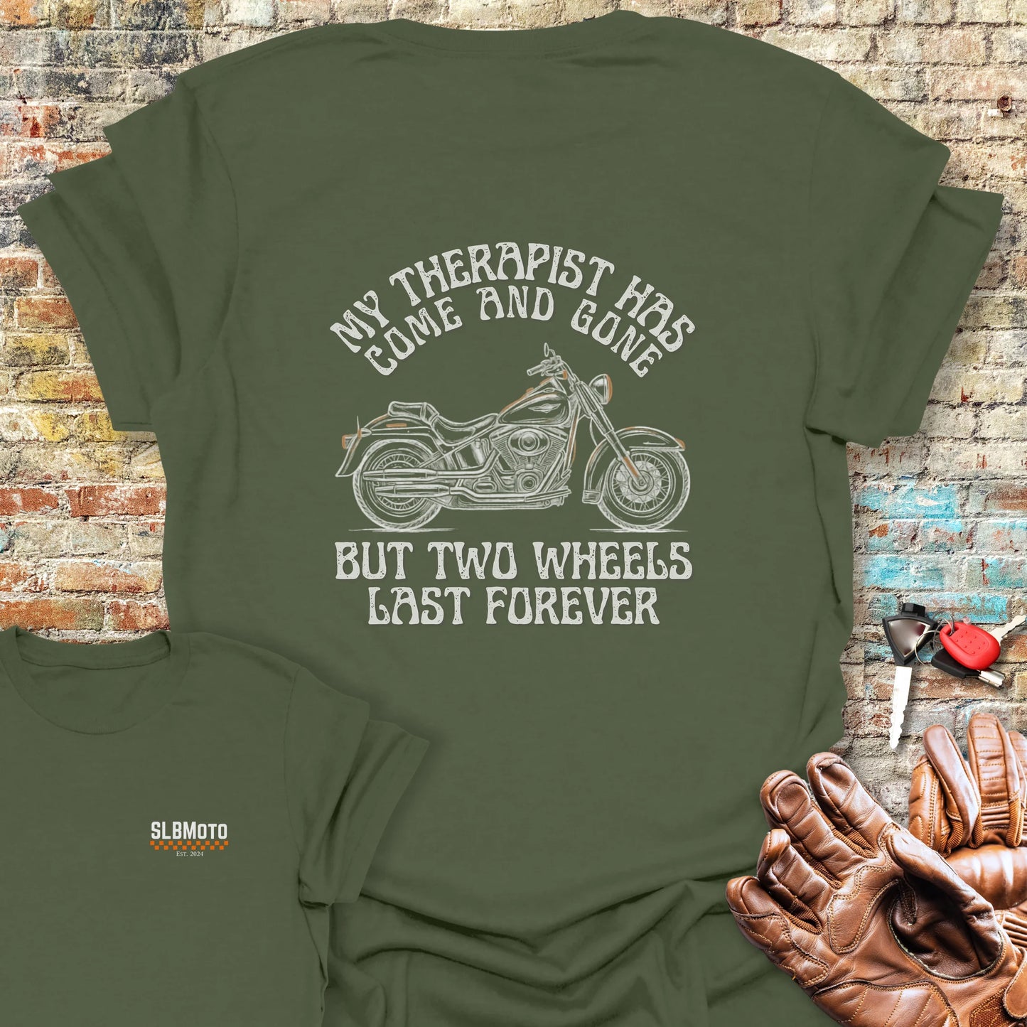 My Therapist Back Print T-Shirt - Military Green