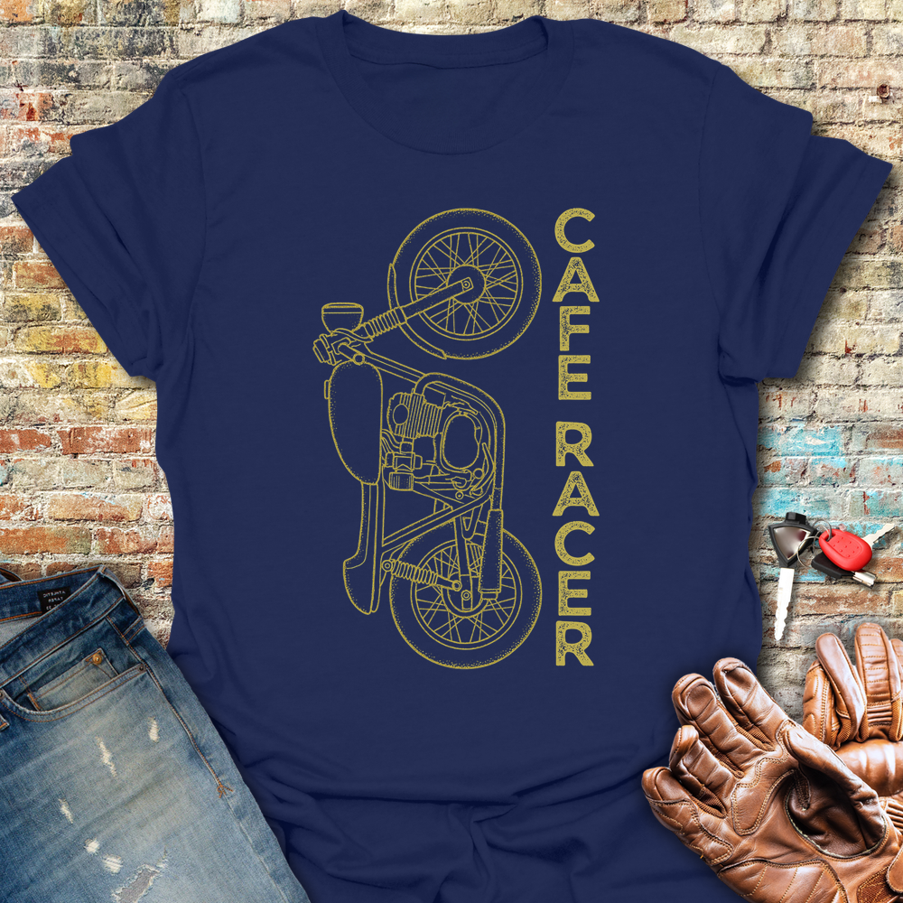 Cafe Racer Vertical T-Shirt - Navy