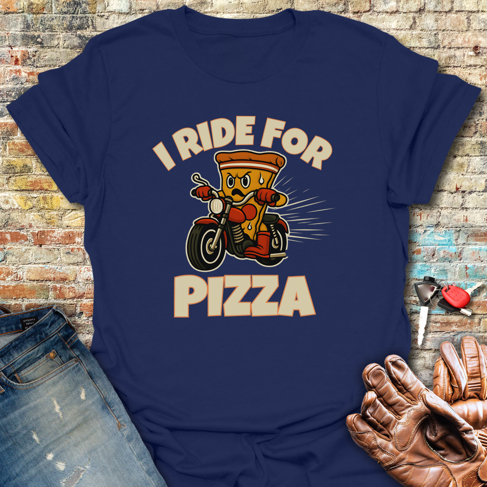 I Ride For Pizza T-Shirt - Navy
