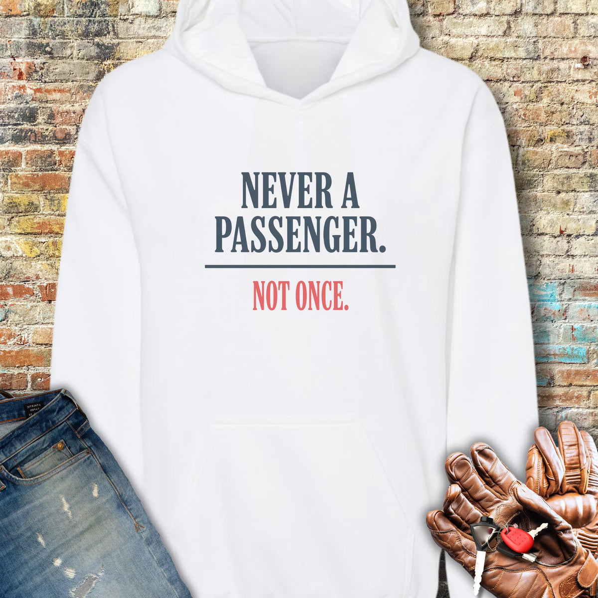 Never a Passenger Hoodie - White