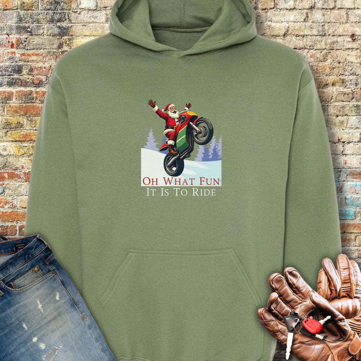 Oh What Fun Hoodie - Military Green