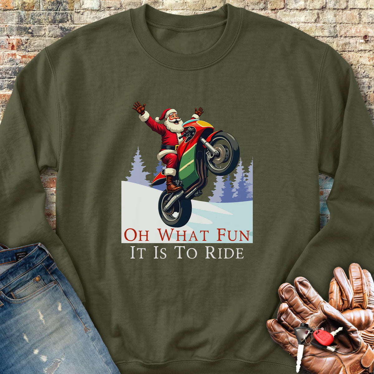 Oh What Fun Sweatshirt - Military Green