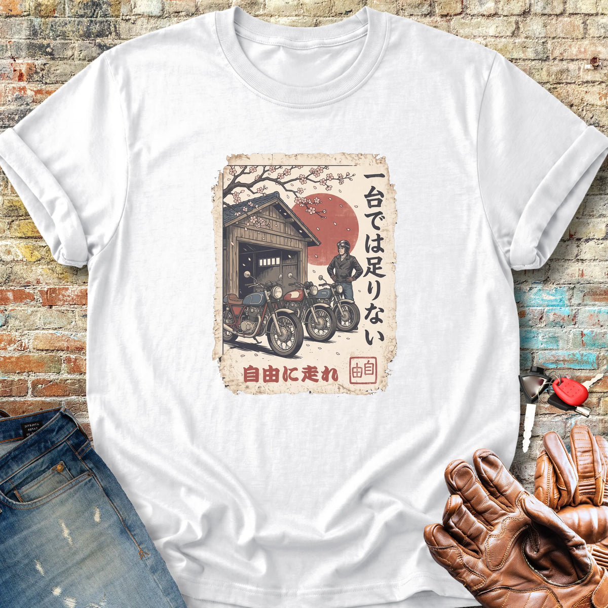 One Motorcycle Ukiyoe Classic T-Shirt - White