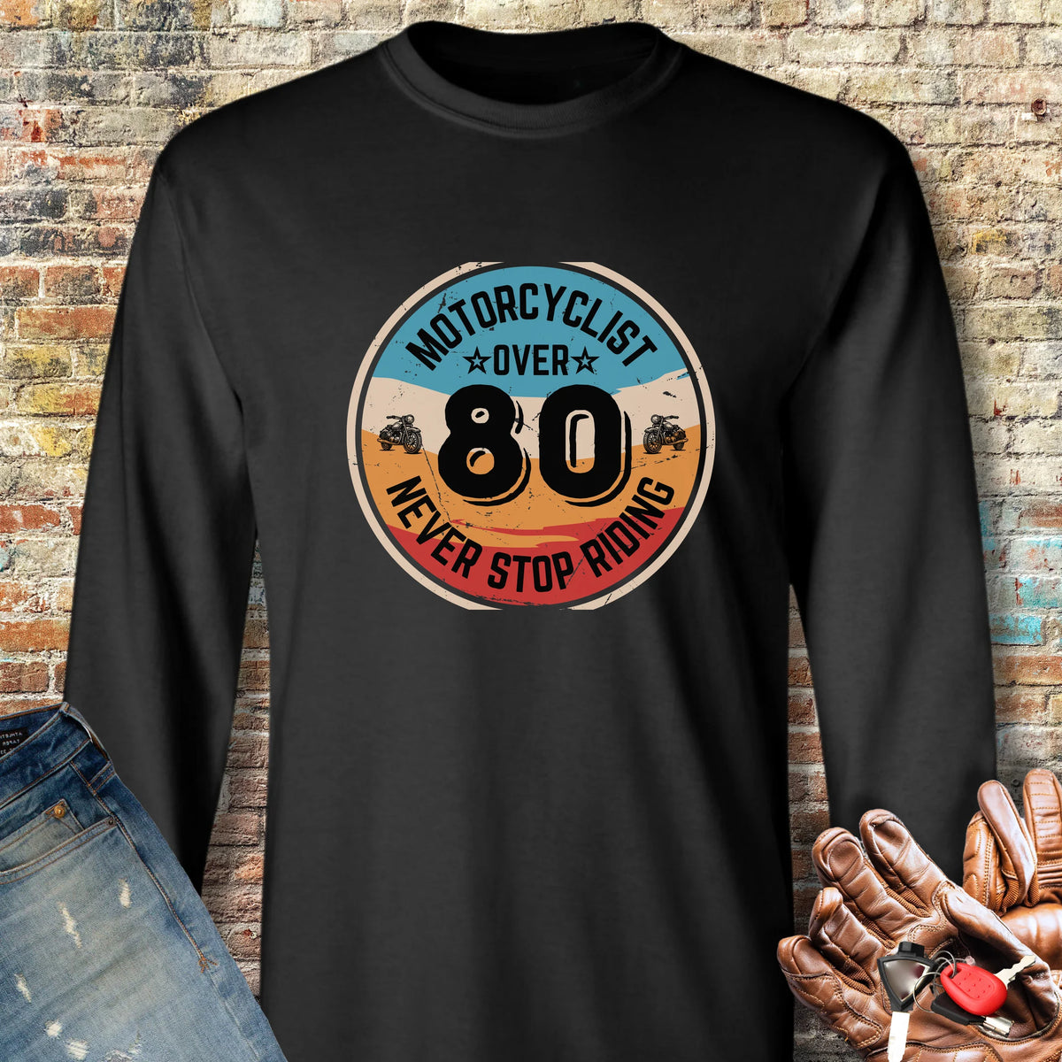 Over 80 Long Sleeve T-Shirt - Black
