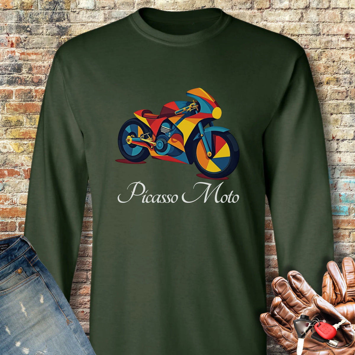 Picasso Moto Long Sleeve T-Shirt - Forest Green