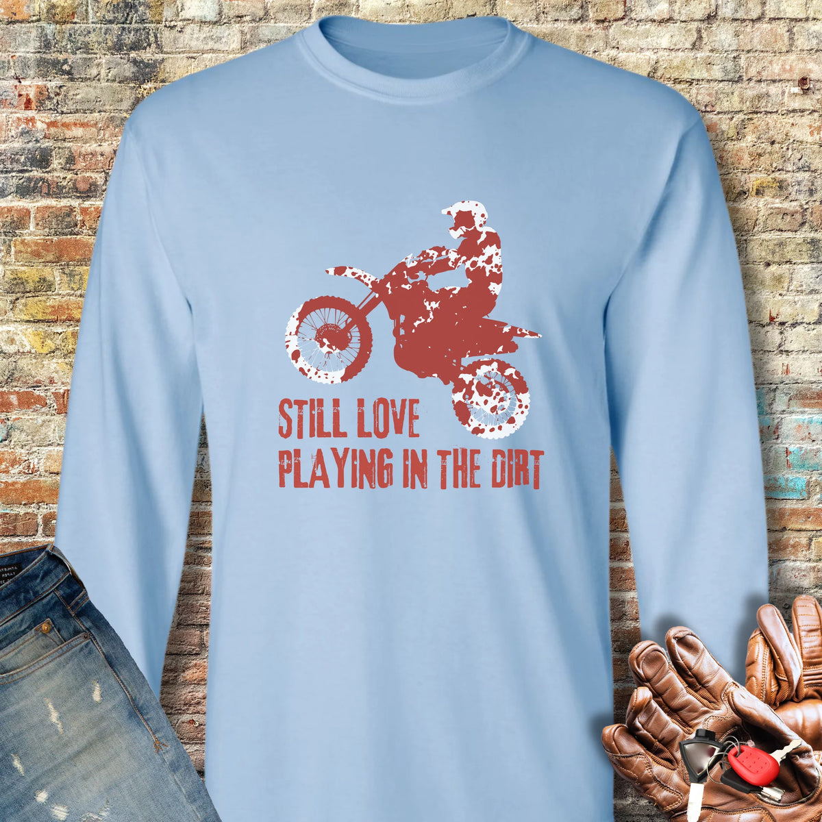 Playing In Dirt Long Sleeve T-Shirt - Light Blue