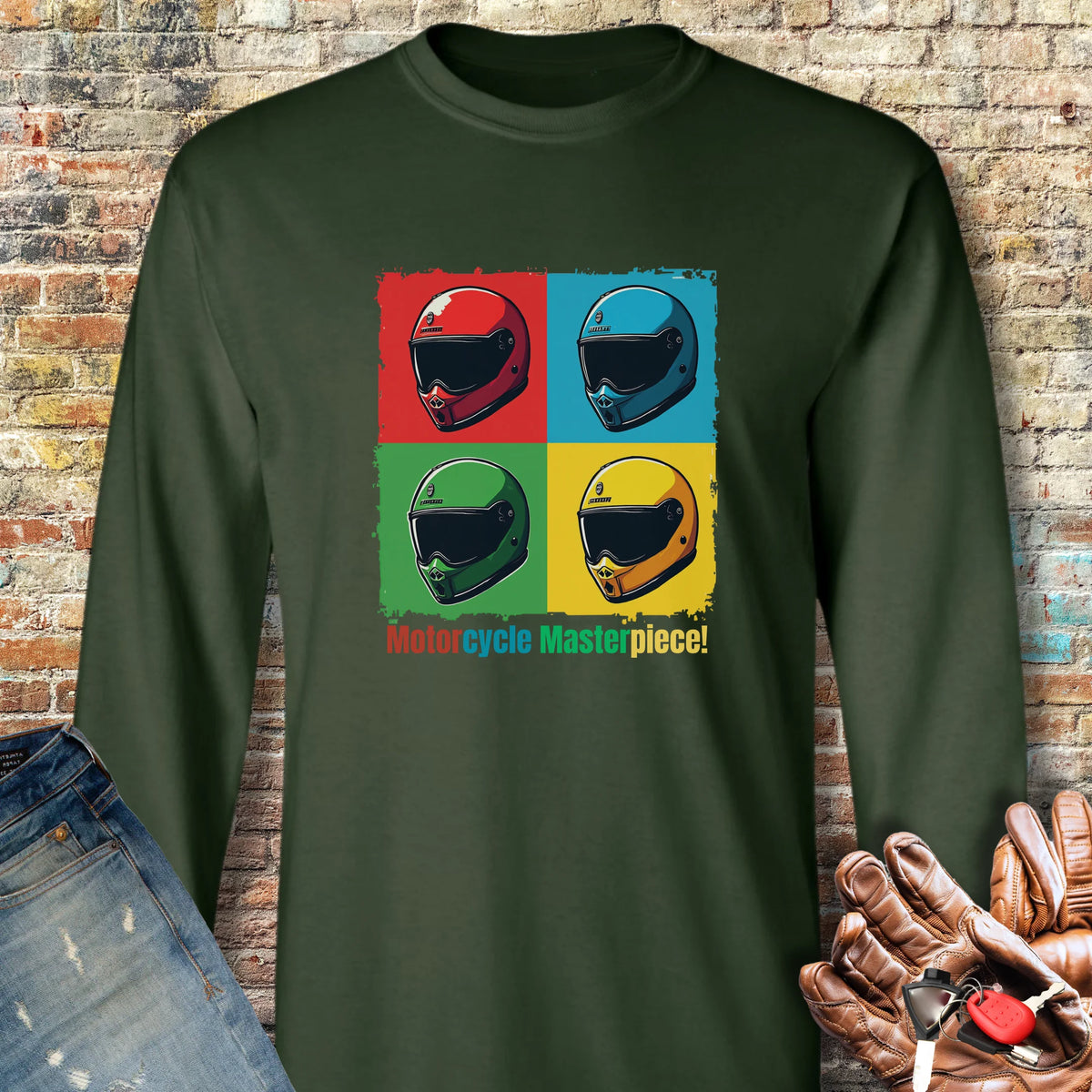 Pop Art Long Sleeve T-Shirt - Forest Green