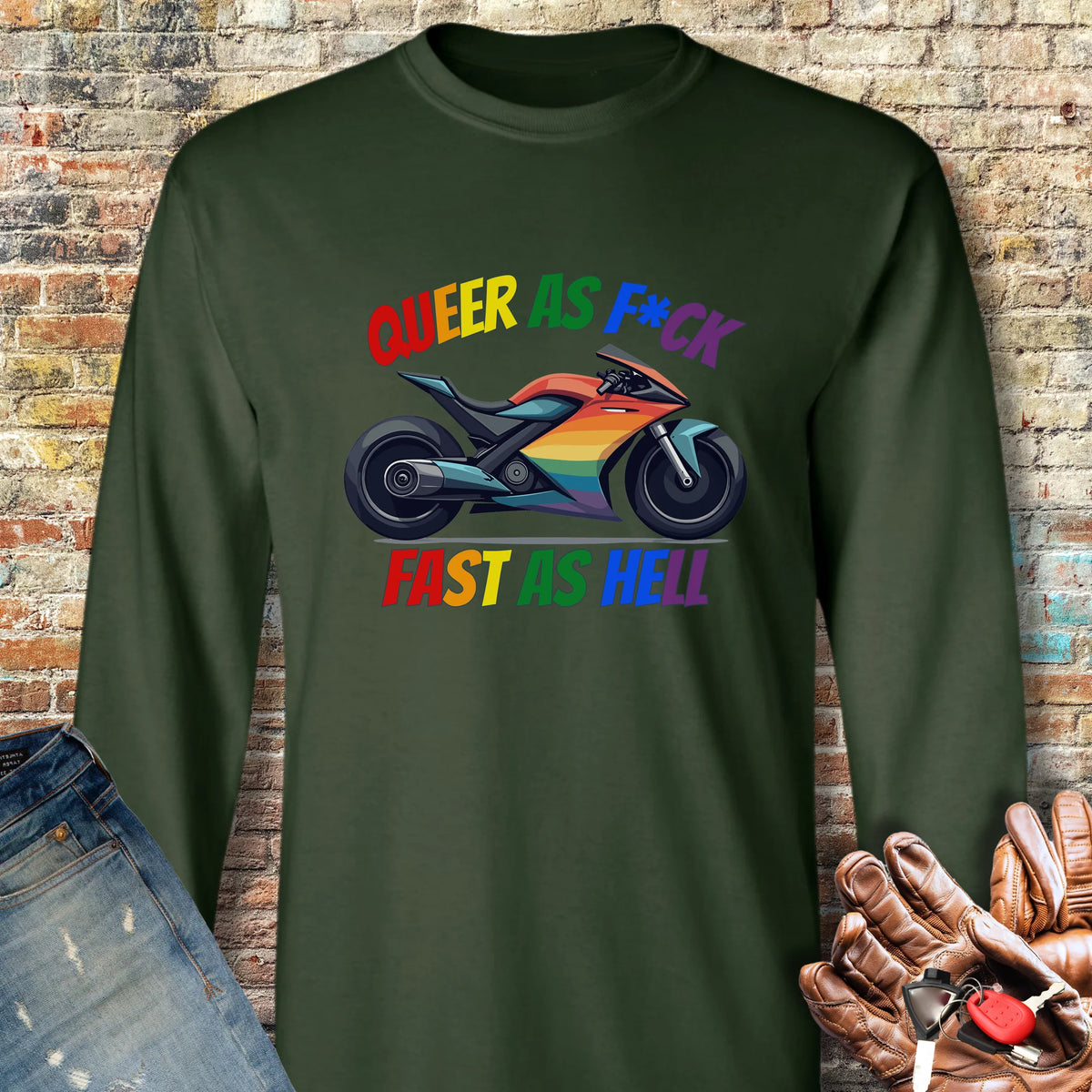 Queer AF Long Sleeve T-Shirt - Forest Green