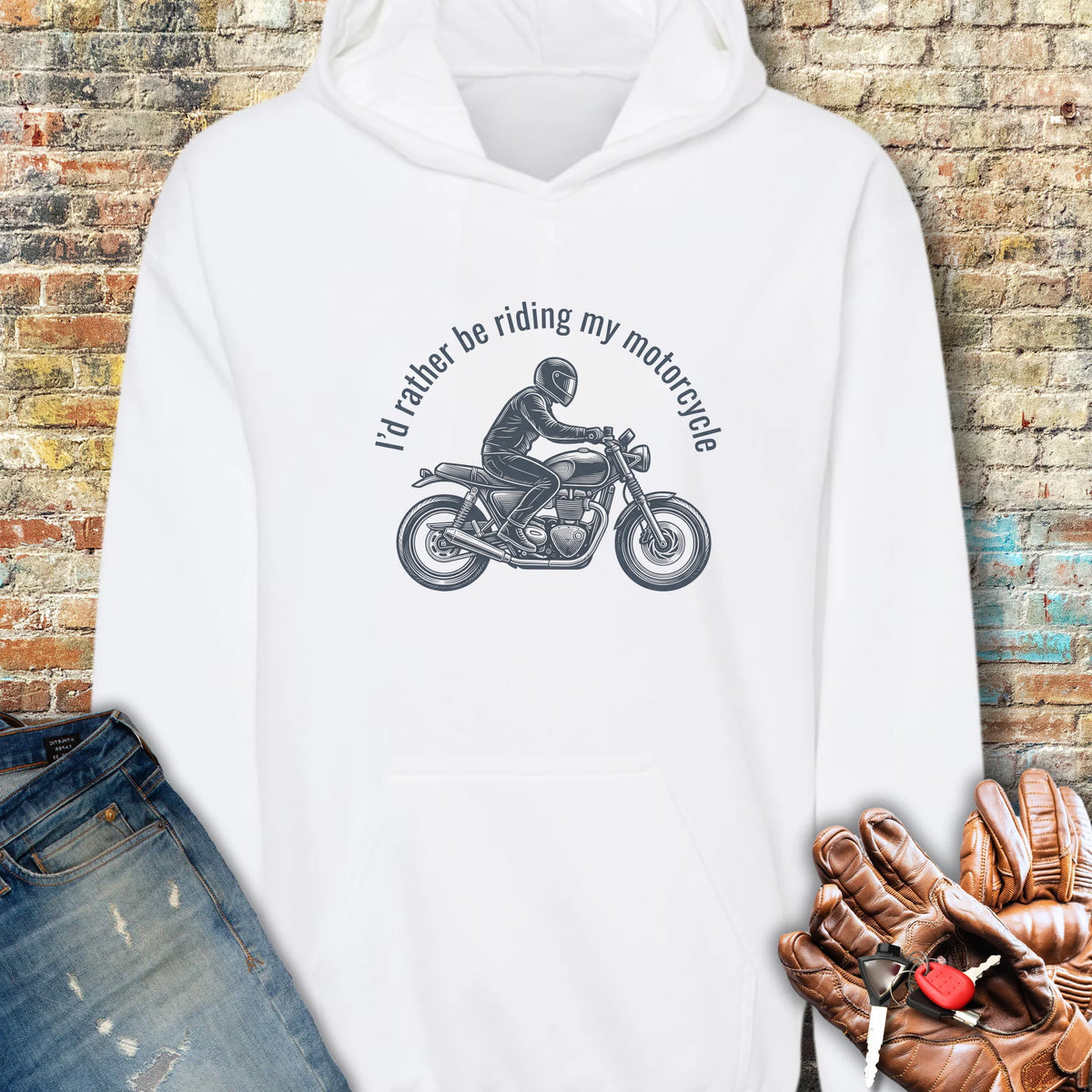 Rather Be Riding Hoodie - White