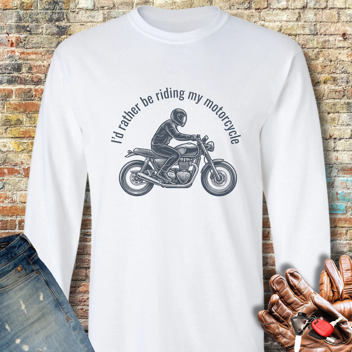 Rather Be Riding Long Sleeve T-Shirt - White
