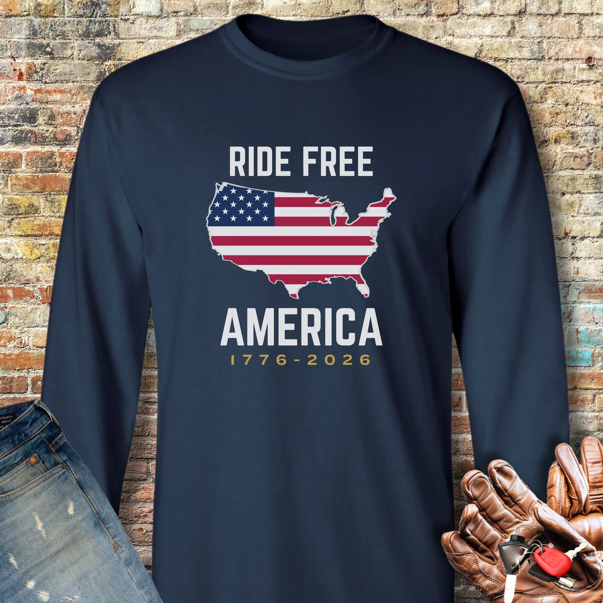 Ride Free America 250 Long Sleeve T-Shirt - Navy