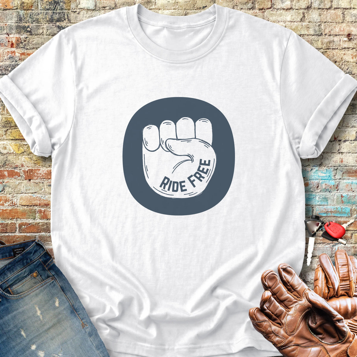 Ride Free Badge Classic T-Shirt - White