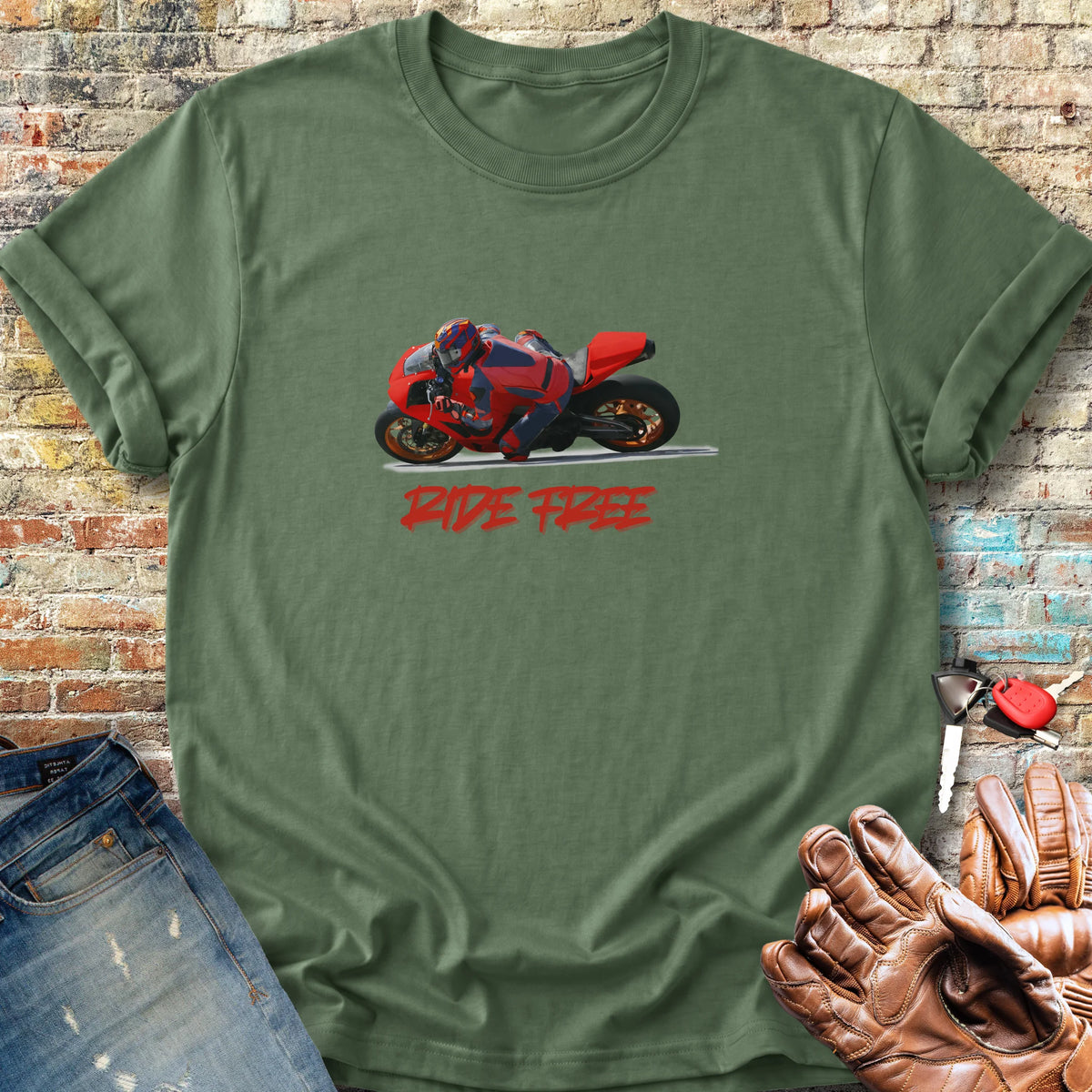 Ride Free (Road) Classic T-Shirt - Military Green