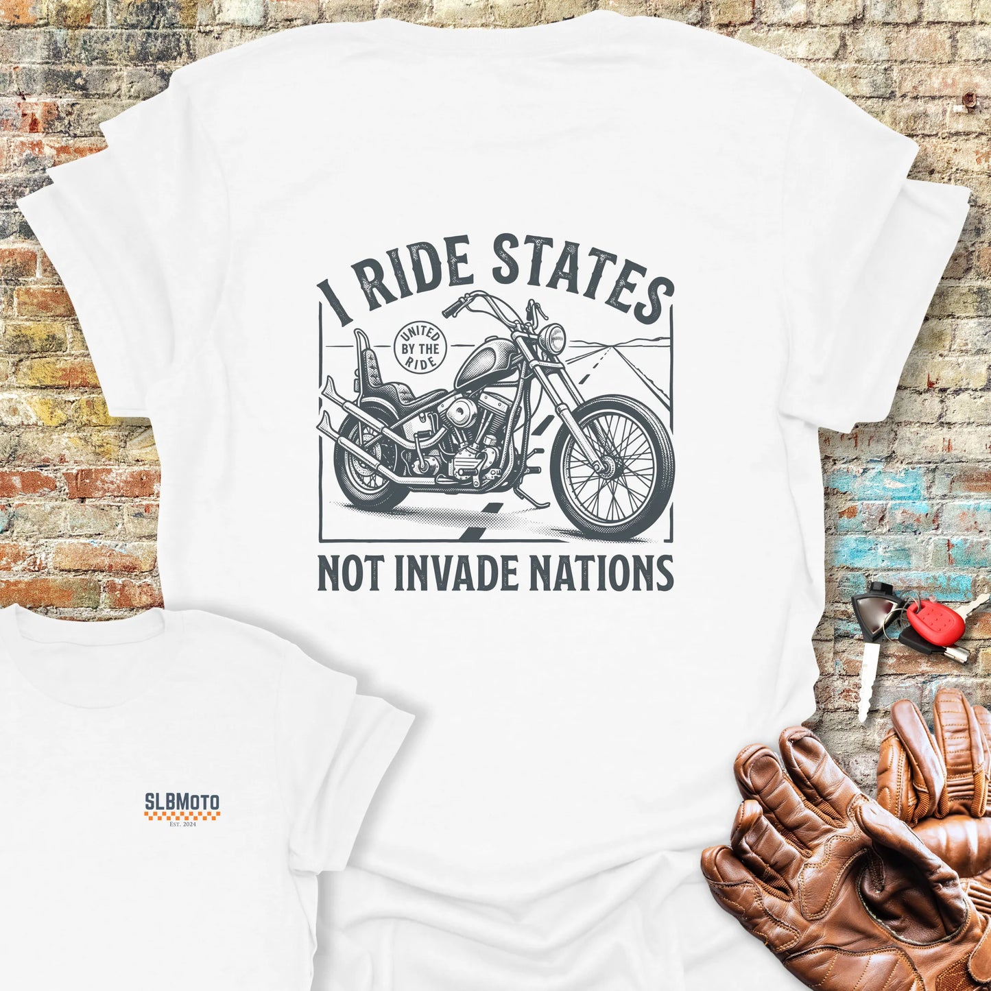 Ride States Back Print T-Shirt - White