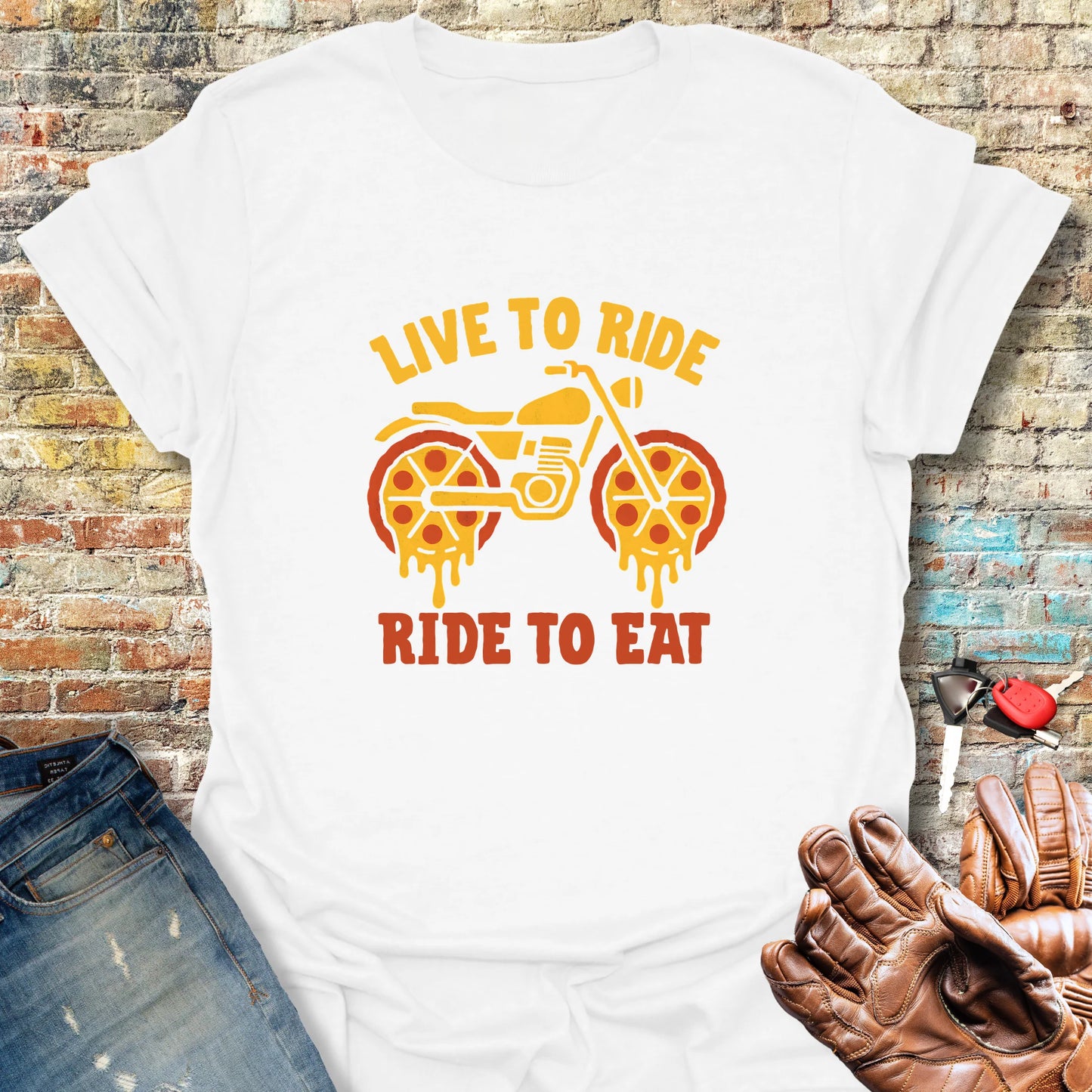 Ride To Eat T-Shirt - White