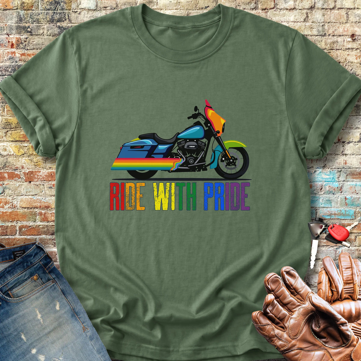 Ride With Pride Classic T-Shirt - Military Green