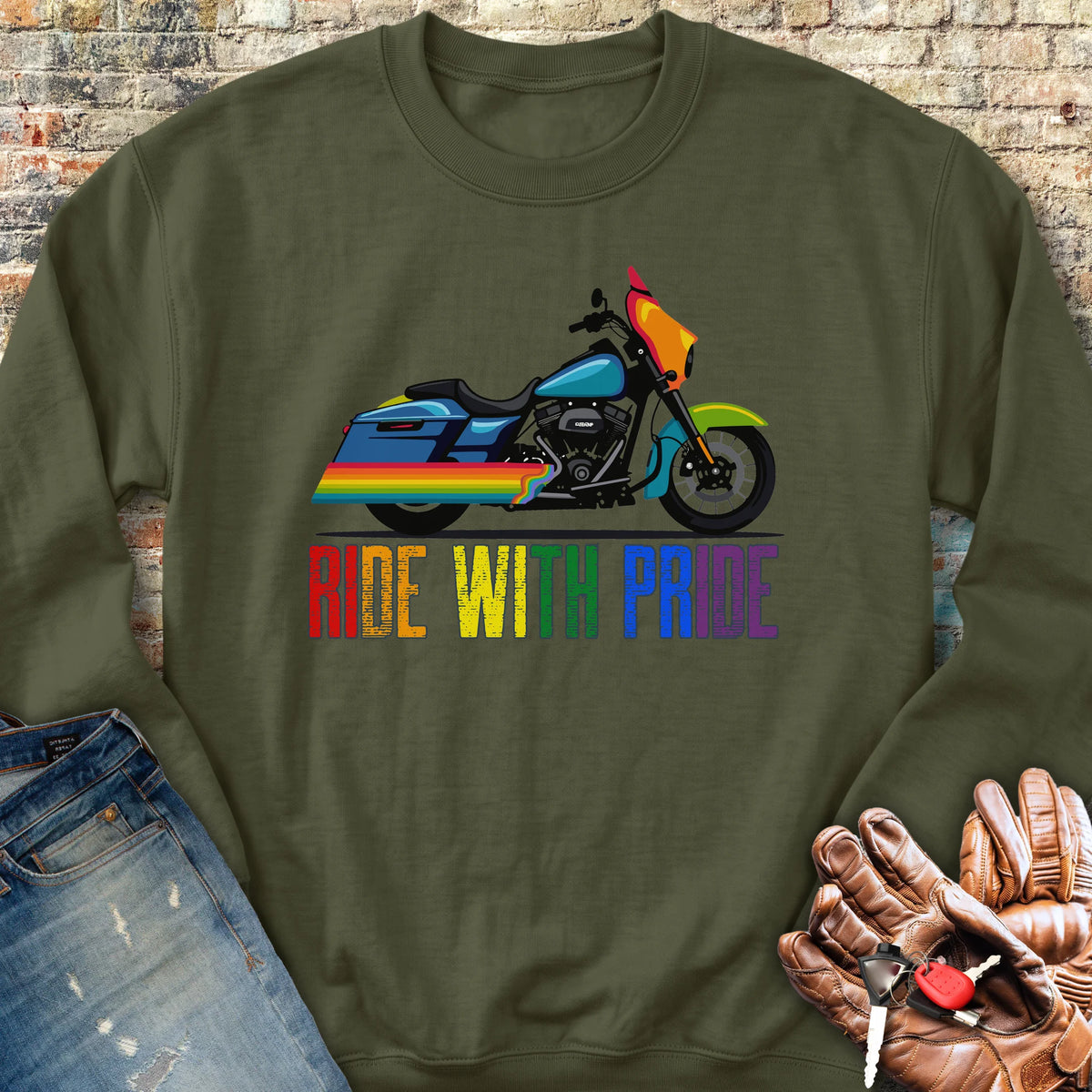 Ride With Pride Sweatshirt - Military Green