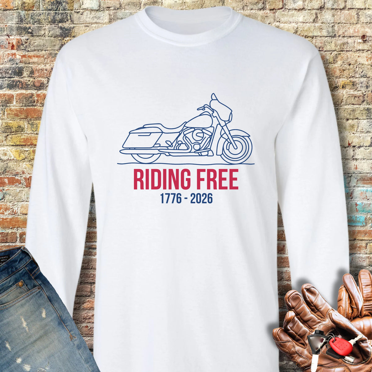 Riding Free 250th Long Sleeve T-Shirt - White