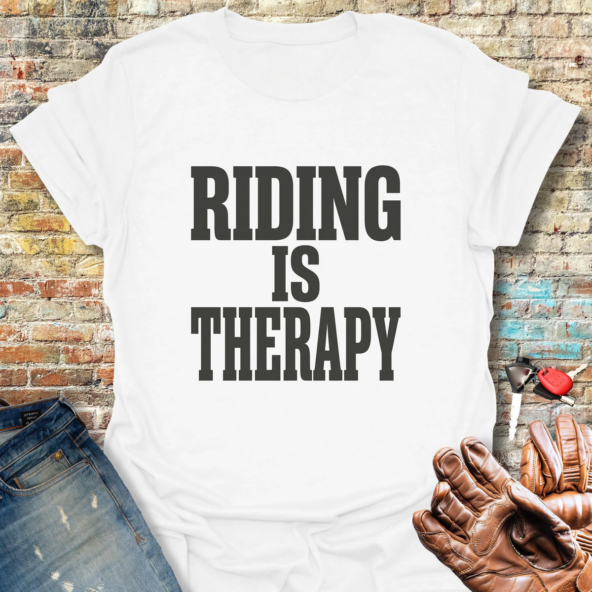 Riding Is Therapy Softstyle T-Shirt - White