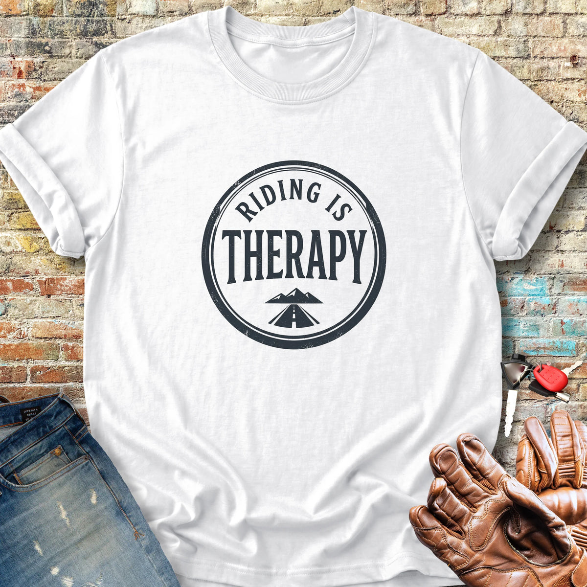 Riding Therapy Badge Classic T-Shirt - White
