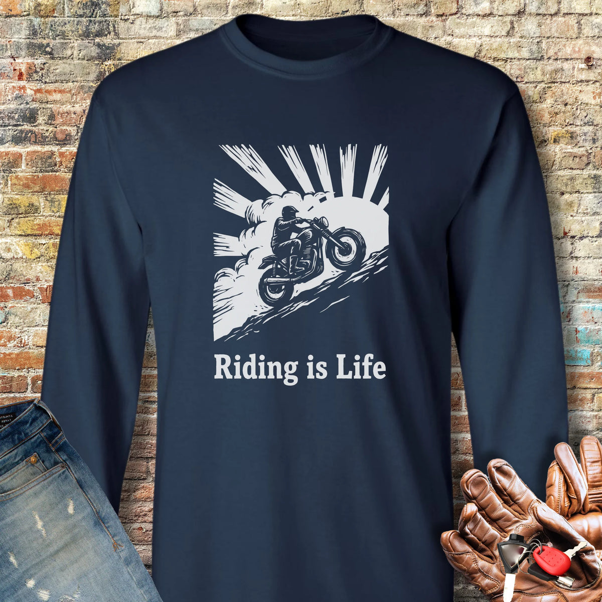 Rising Ridge Long Sleeve T-Shirt - Navy