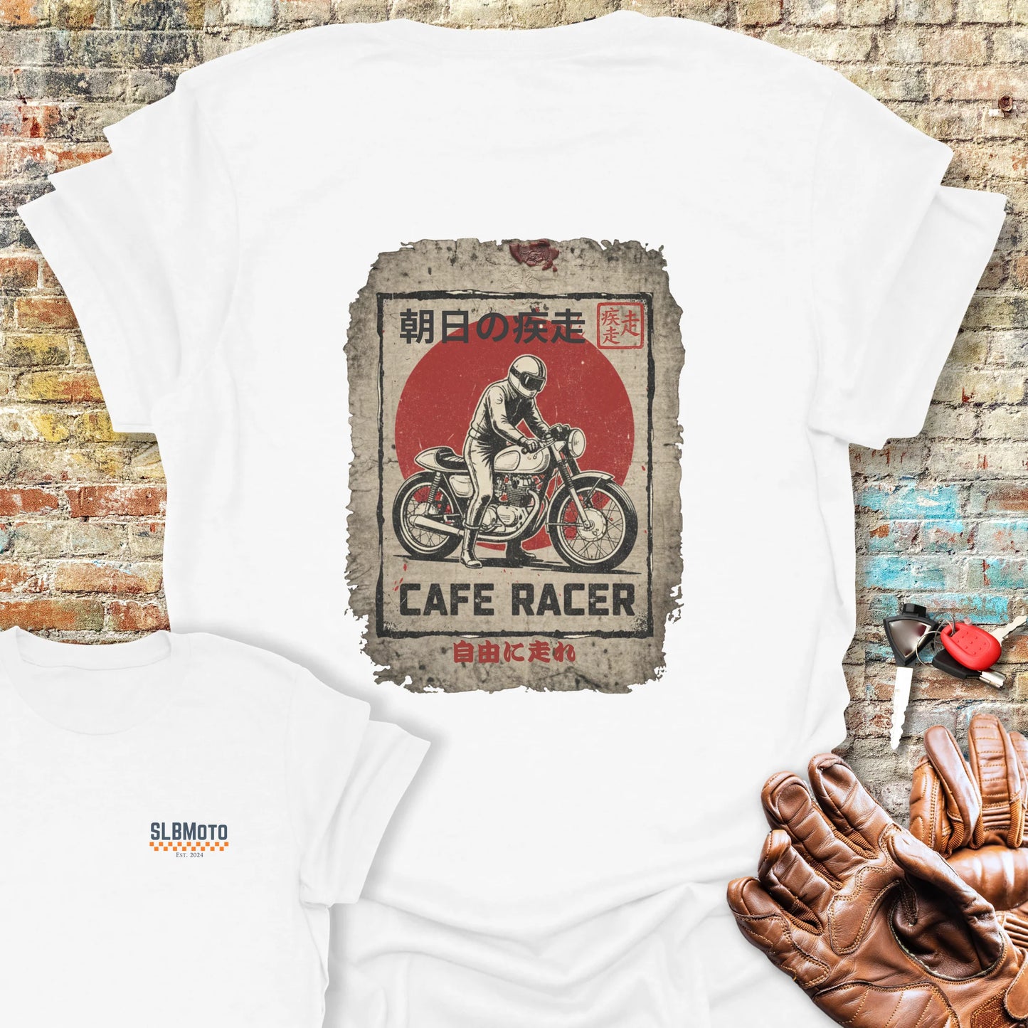Rising Sun Racer Back Print T-Shirt - White