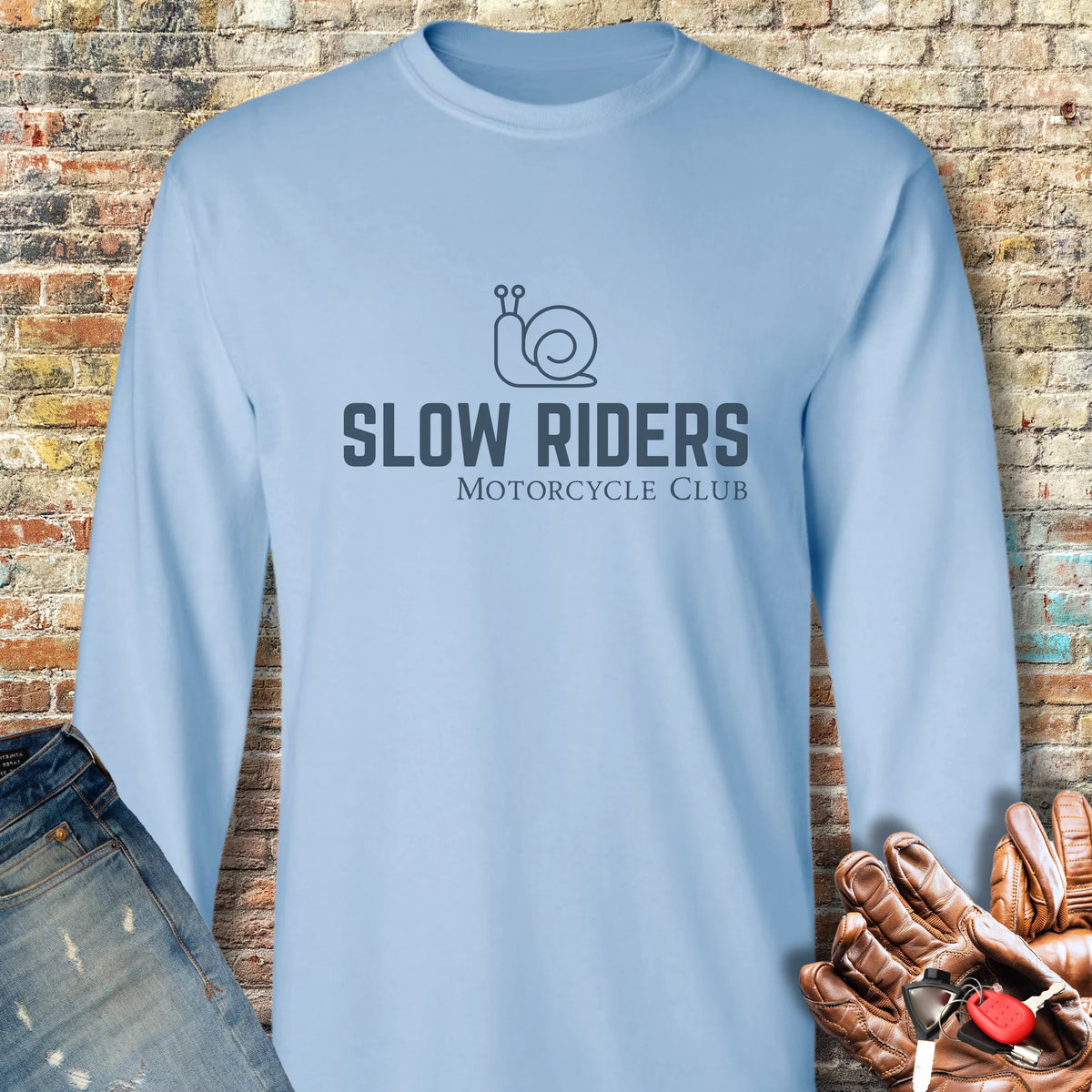 Slow Riders MC Long Sleeve T-Shirt - Light Blue