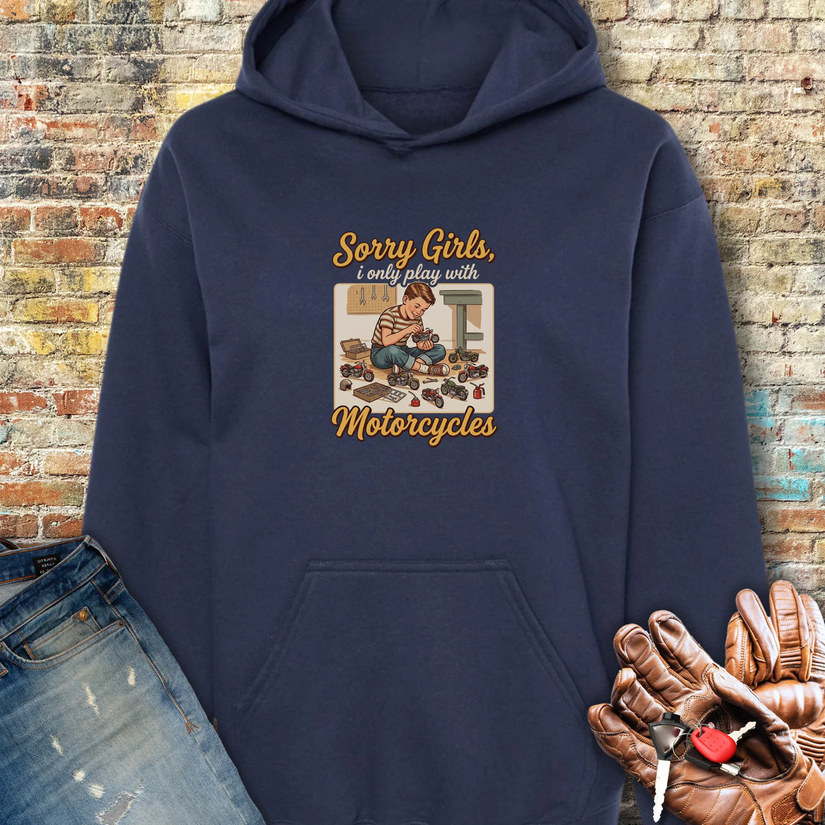 Sorry Girls Hoodie - Navy