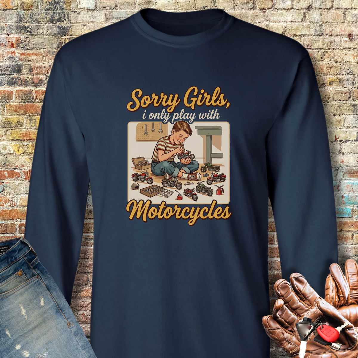 Sorry Girls Long Sleeve T-Shirt - Navy