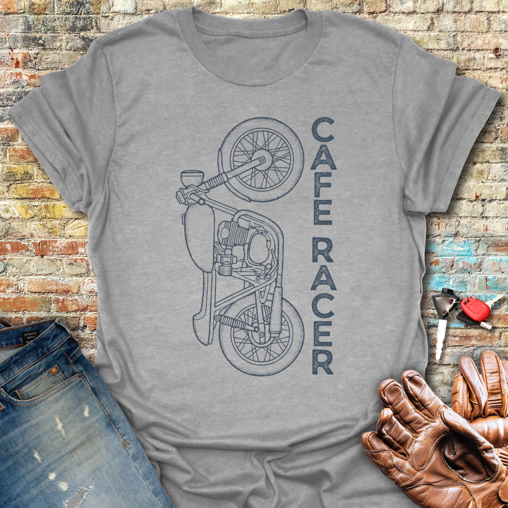 Cafe Racer Vertical T-Shirt - Sport Grey