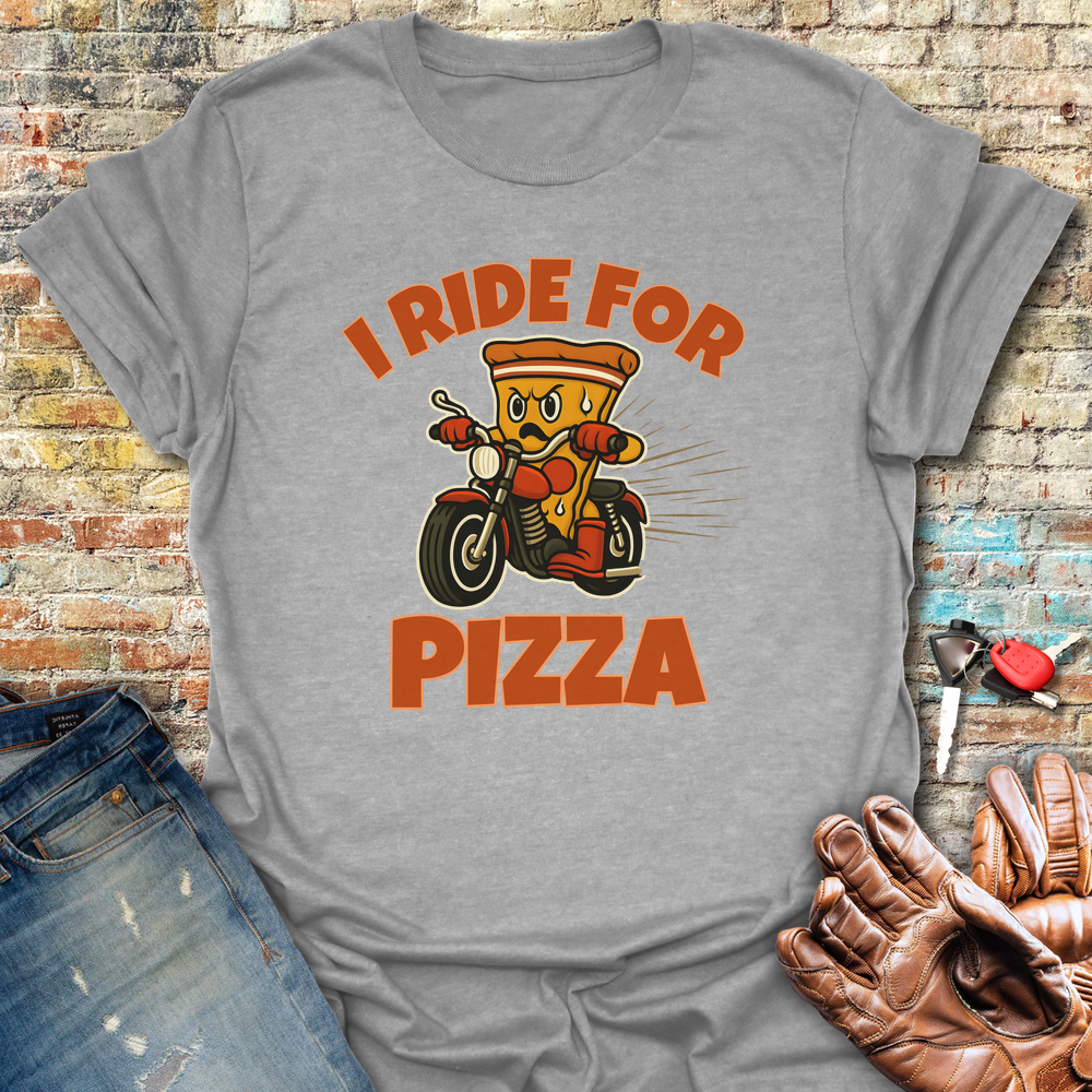 I Ride For Pizza T-Shirt - Sport Grey