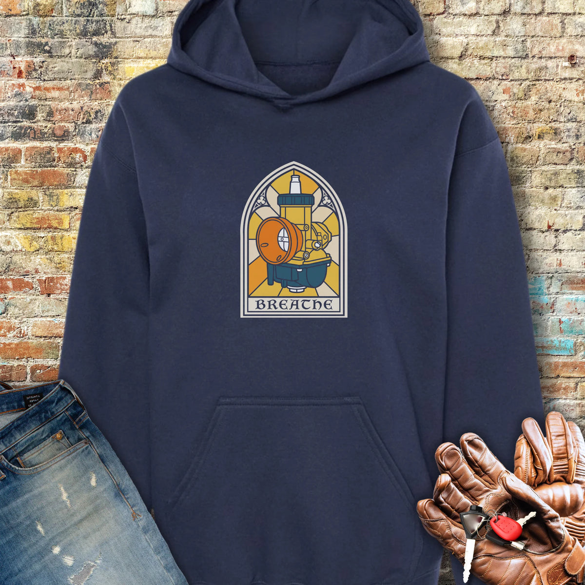 Stained Glass Carb Hoodie - Navy