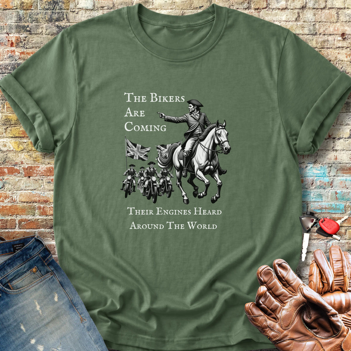 The Bikers Are Coming Classic T-Shirt - Military Green